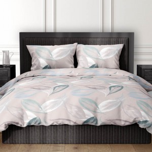 Dekbedovertrek Satin d'Or Feuilles Rose 