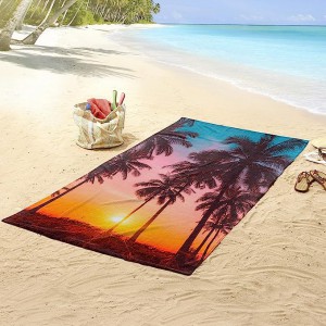 Strandlaken Goodmorning poly velours palmbomen 100x180 