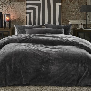 Dekbedovertrek Riviera Maison Tendre fake fur Antraciet