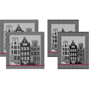 DDDDD 2 Keukendoeken & 2 Theedoeken Canal Zwart