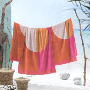 Strandlaken Seahorse Colrblock Circle Roze 100x180cm